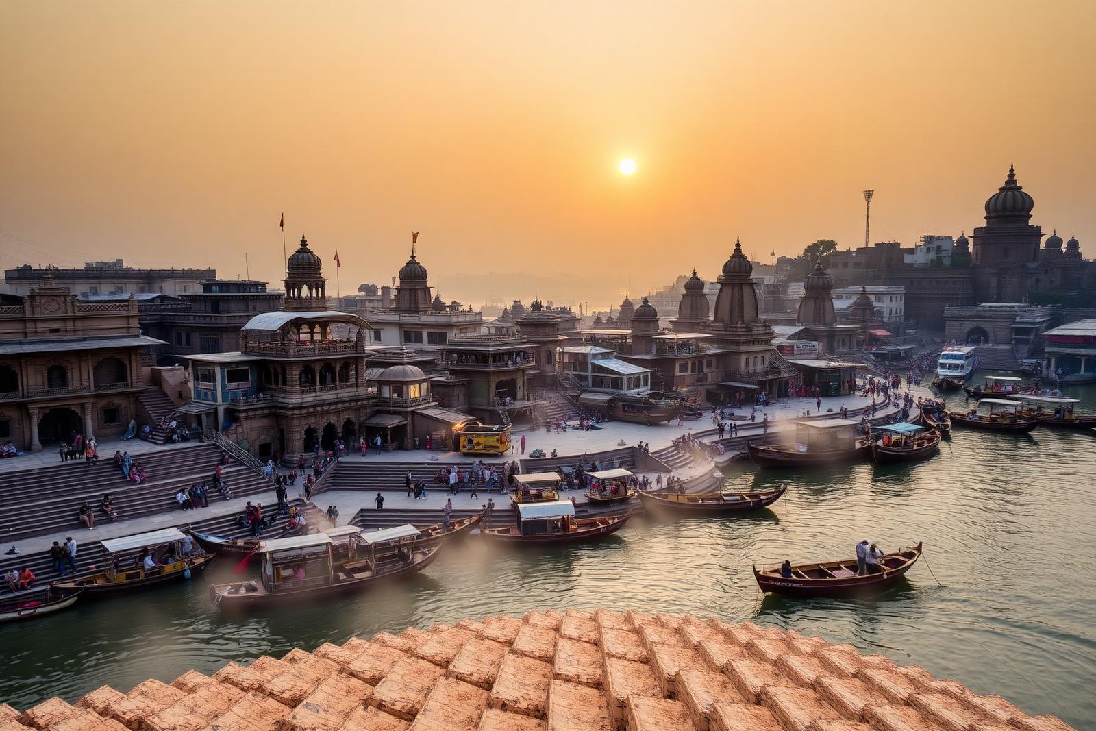 Varanasi ghats at sunrise